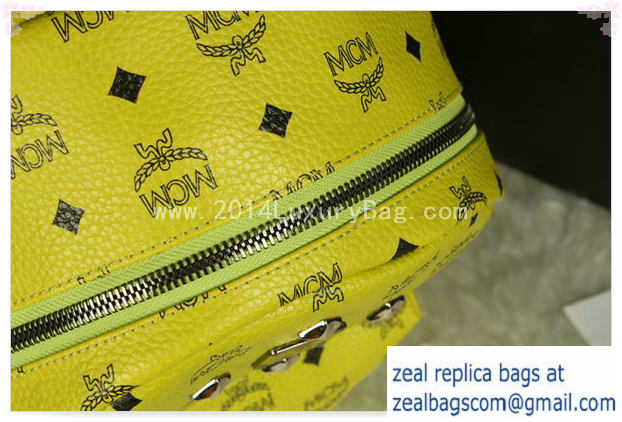 High Quality Replica MCM Stark Backpack Large in Calf Leather 8004 Lemon - Click Image to Close